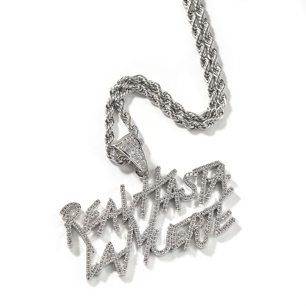 ICE WATER Hip Hop Letter Chain Design Pendant Necklace