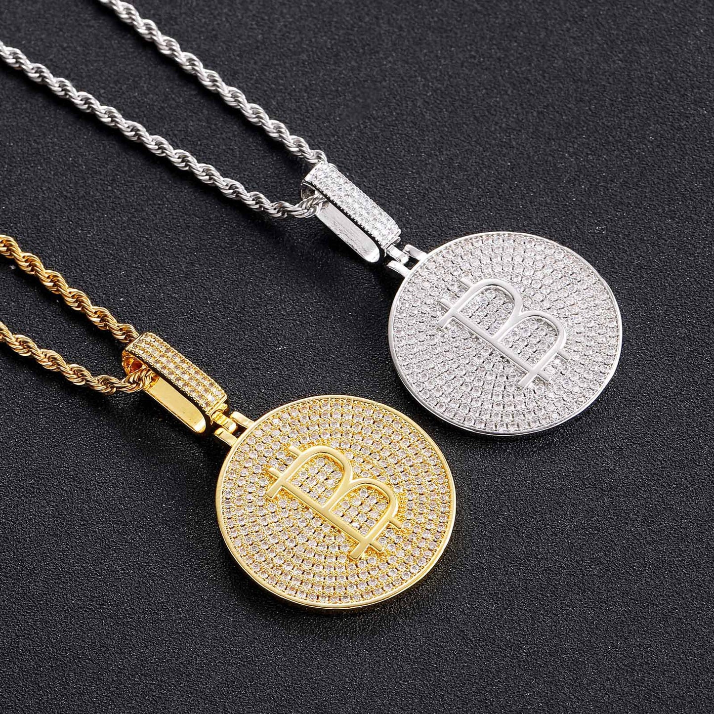 ICE WATER Iced Out Bitcoin Pendant copper zirconia