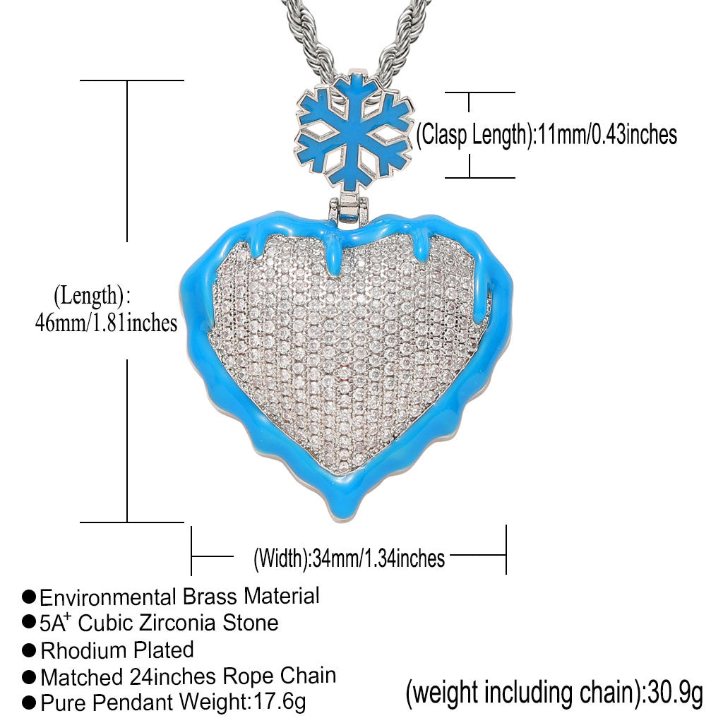 ICE WATER Luminous Ice&Fire Heart pendant zirconia copper