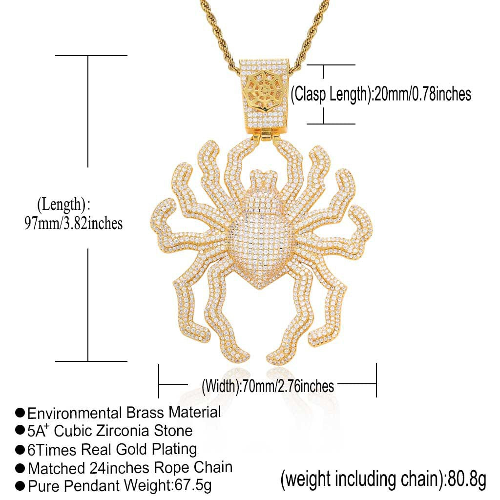 ICE WATER Hip Hop Zirconia Large Spider Pendant