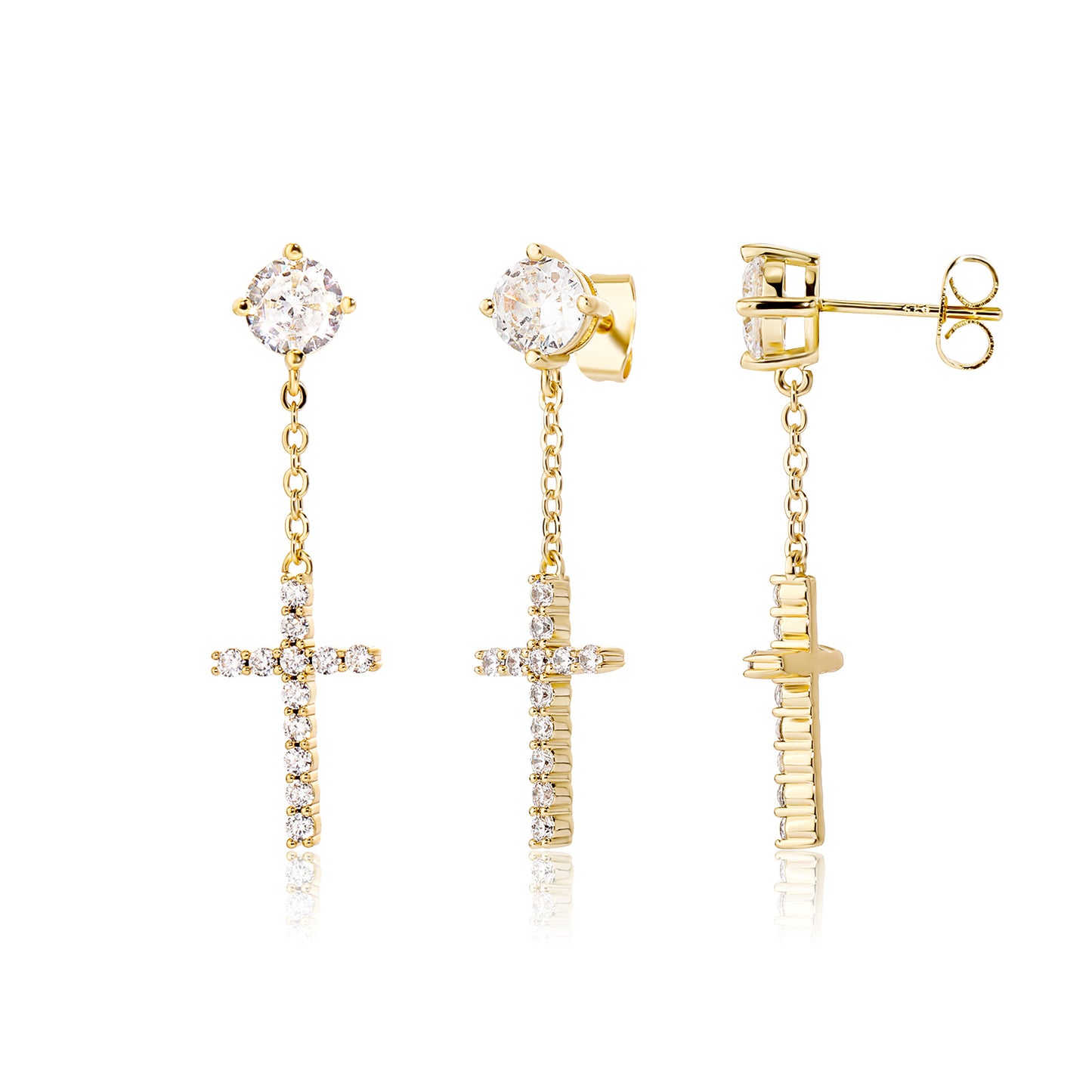 ICE WATER  Cross Design Full  Zirconia Inlaid Dangle Earrings