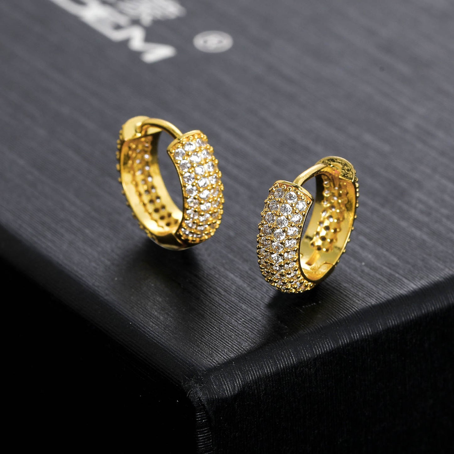 ICE WATER Street Hip-hop Style zirconia Hoop Earrings