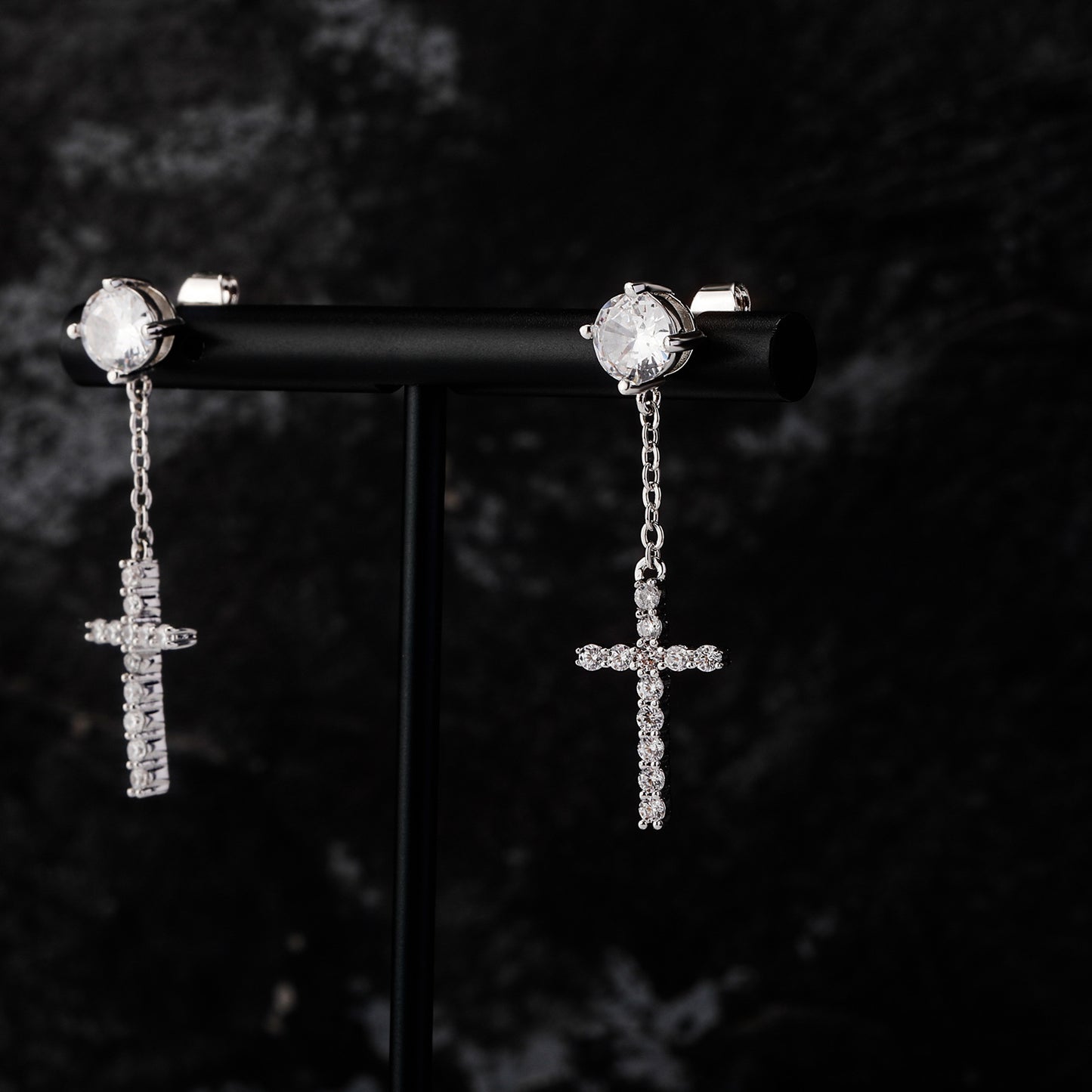 ICE WATER  Cross Design Full  Zirconia Inlaid Dangle Earrings