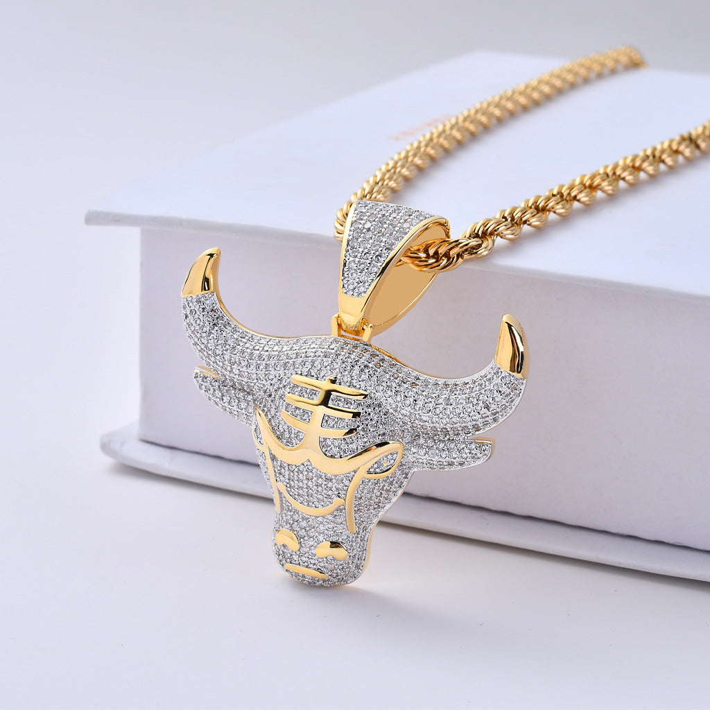 ICE WATER zirconia Vampire Mask & Bull Pendant