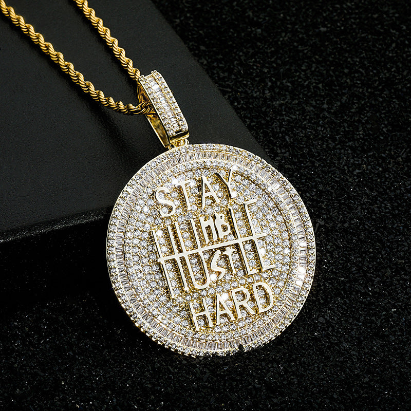 ICE WATER zirconia Pendant  Hip Hop Round Charm