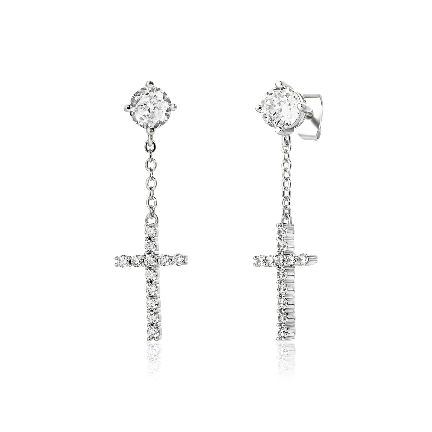 ICE WATER  Cross Design Full  Zirconia Inlaid Dangle Earrings