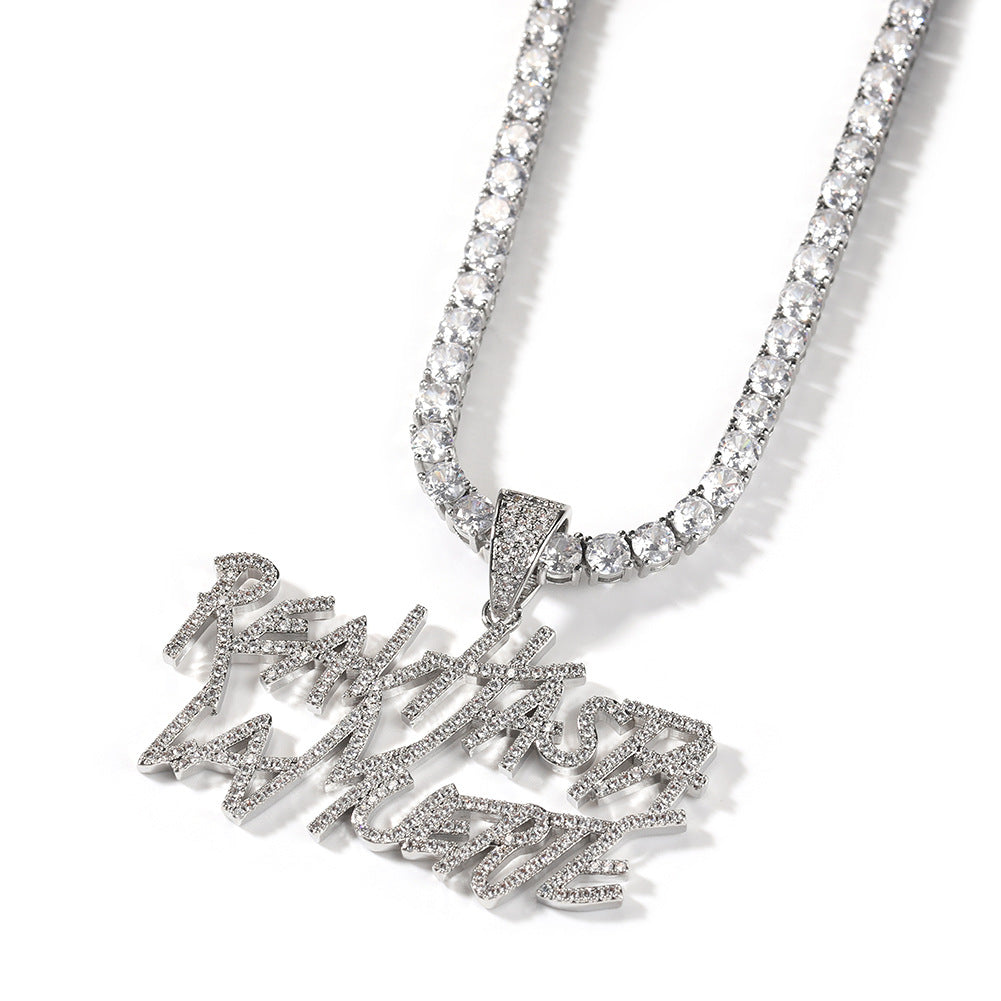 ICE WATER Hip Hop Letter Chain Design Pendant Necklace