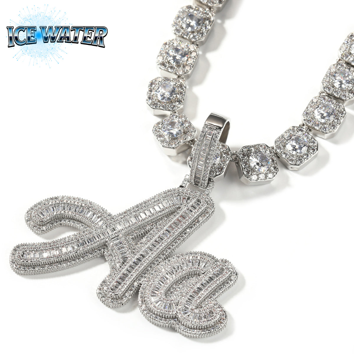 ICE WATER Custom letters pendant zirconia