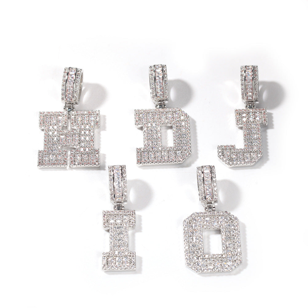 ICE WATER Hip-hop Cubic Zirconia Letters A-Z Pendant