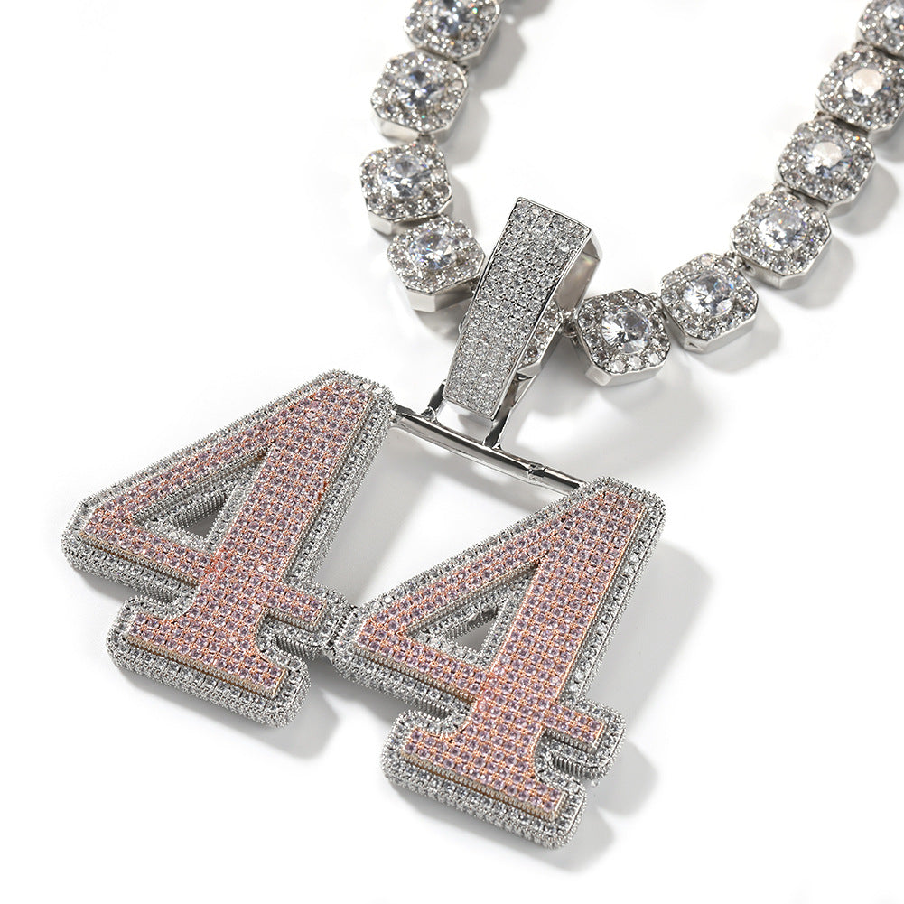 LARGE CUSTOM NUMBERS/LETTERS PENDANT IN WHITE GOLD-PLATED