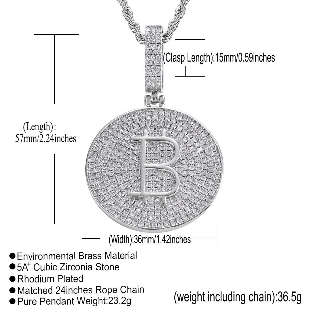 ICE WATER Iced Out Bitcoin Pendant copper zirconia