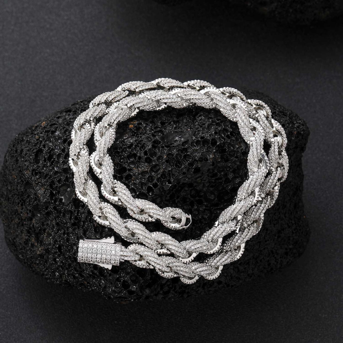 ICE WATER 8mm rope chain copper and zirconia Hip Hop