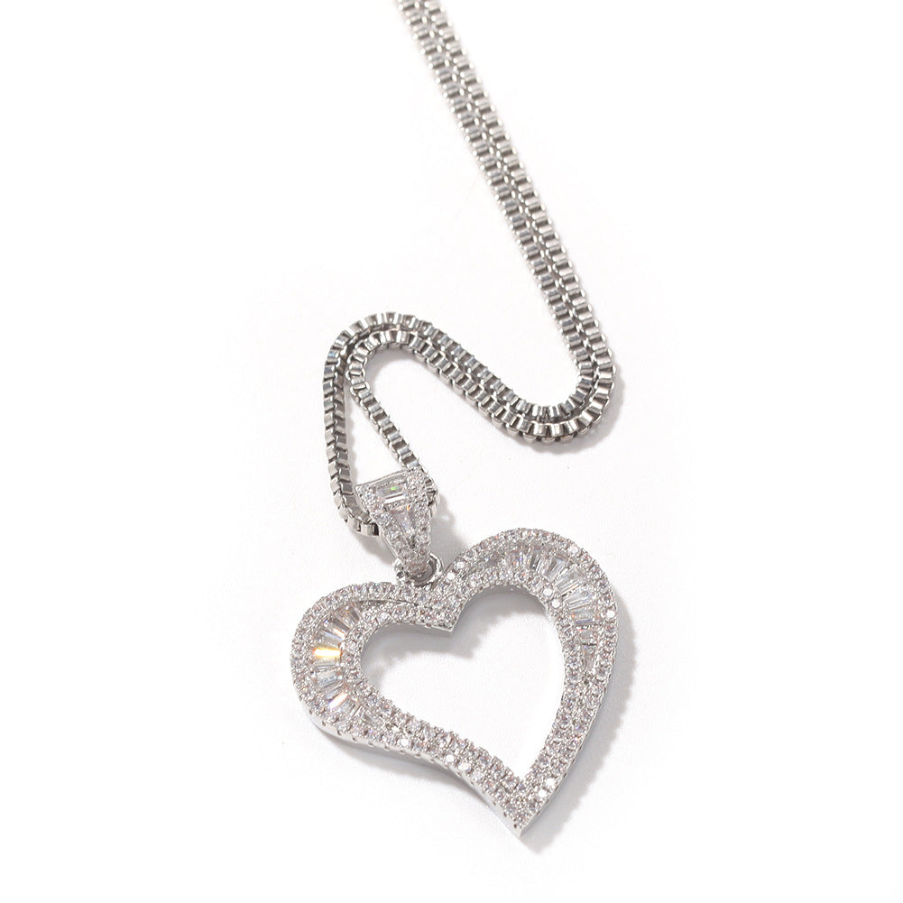 ICE WATER Curve Heart Baguette Cut Zirconia Necklace