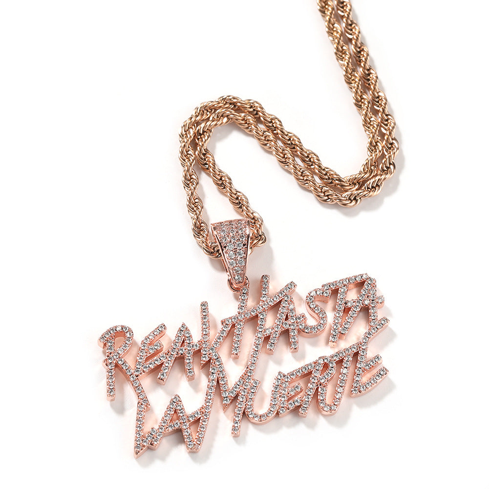 ICE WATER Hip Hop Letter Chain Design Pendant Necklace