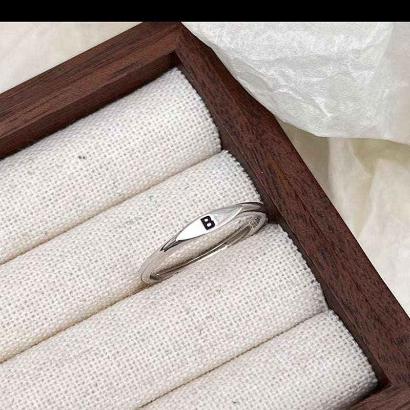 ICE WATER  Simple  Adjustable opening 26 English Letter Carved Ring