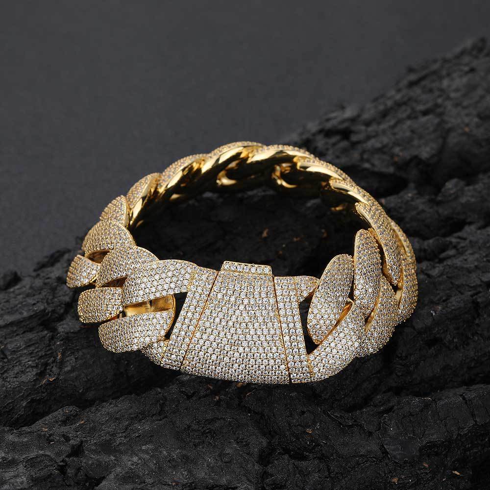 28MM CURVED CLASP BLINGBLING BRACELET IN WHITE GOLD-PLATED