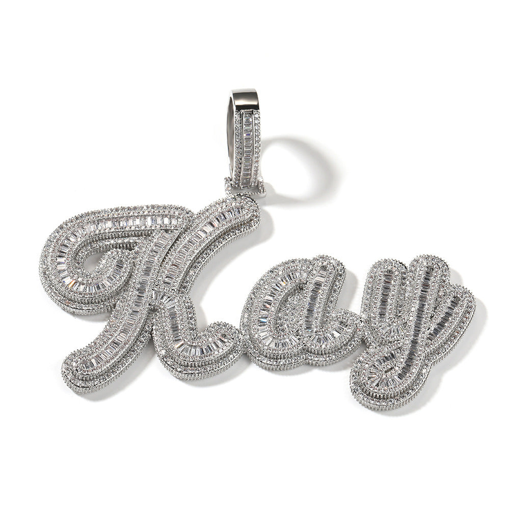 ICE WATER Custom letters pendant zirconia