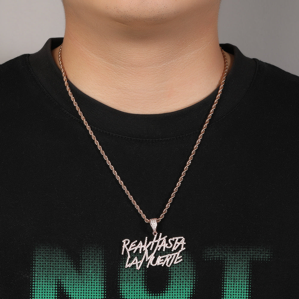 ICE WATER Hip Hop Letter Chain Design Pendant Necklace