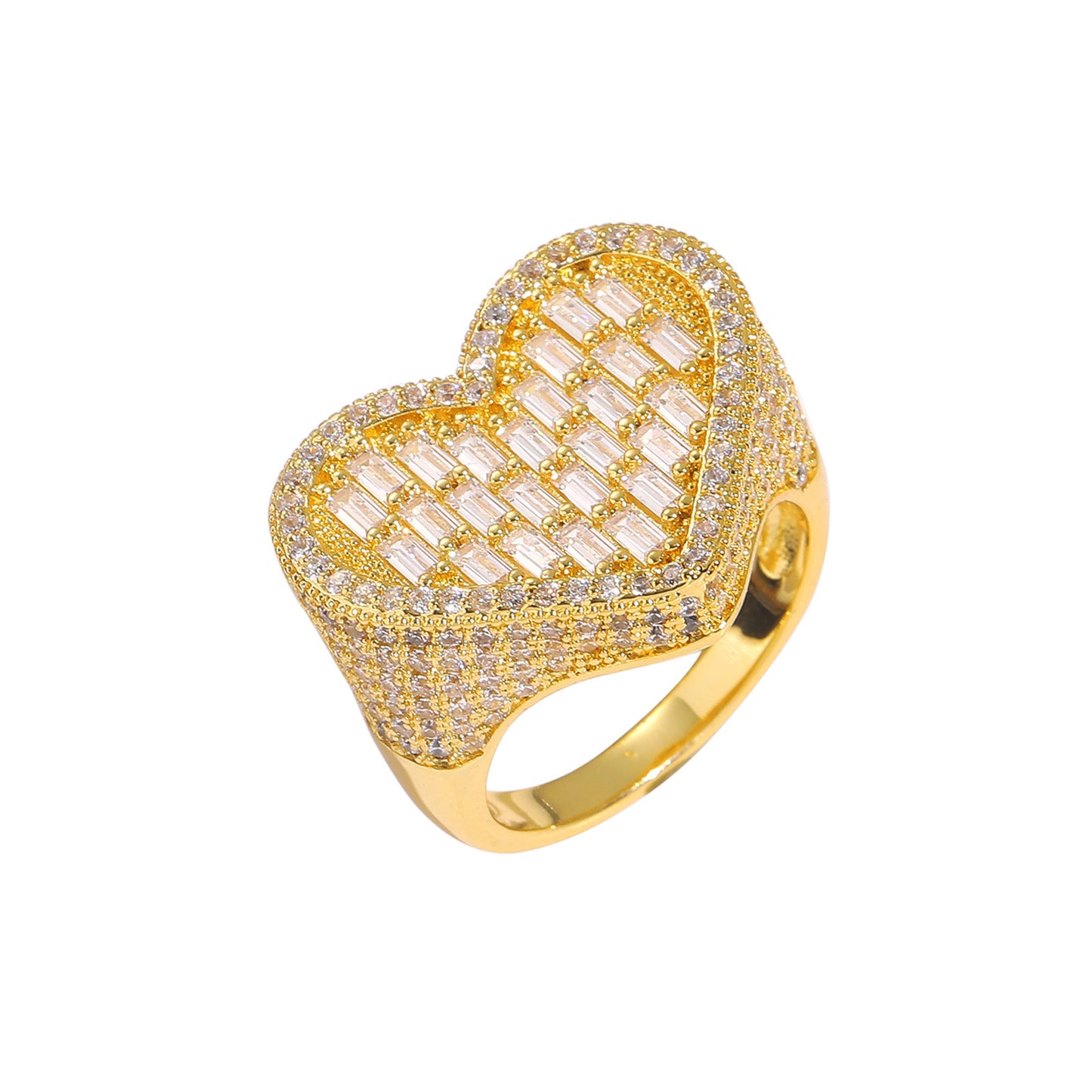 ICE WATER Stylish Three-dimensional  heart Cubic Zirconia Ring