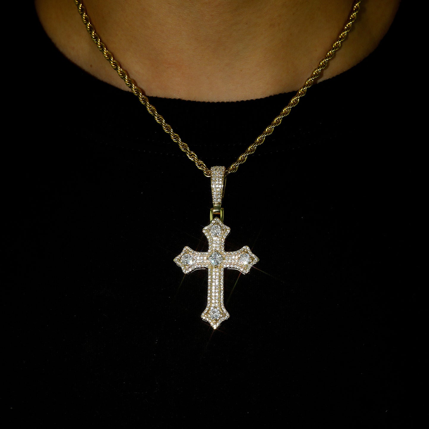 ICE WATER Hip-hop Cross zirconia Cuban Pendant