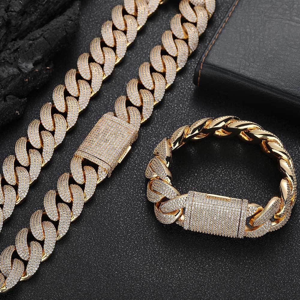 28MM CURVED CLASP BLINGBLING BRACELET IN WHITE GOLD-PLATED