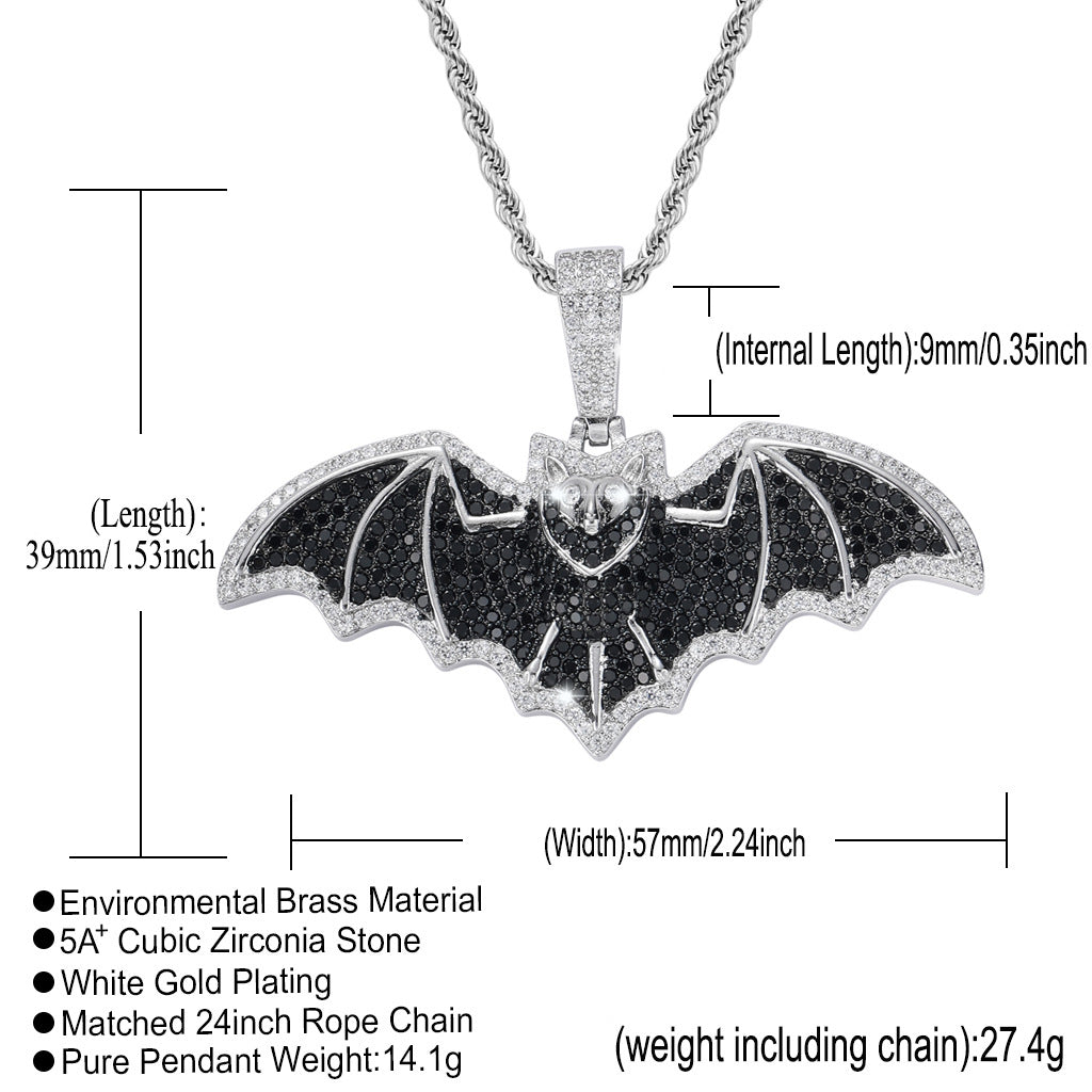 ICE WATER Silver zirconia Bat Pendant