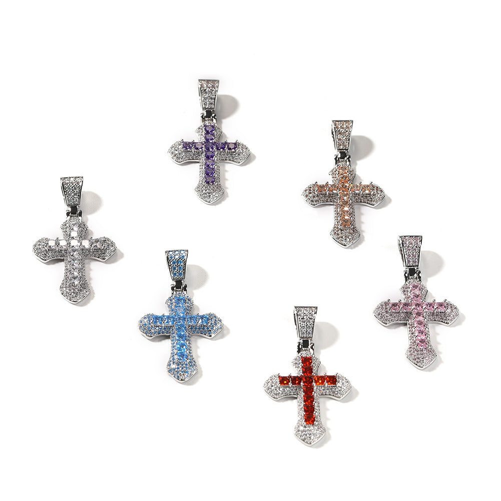 ICED SMALL CROSS PENDANT BUNDLE IN WHITE GOLD-PLATED