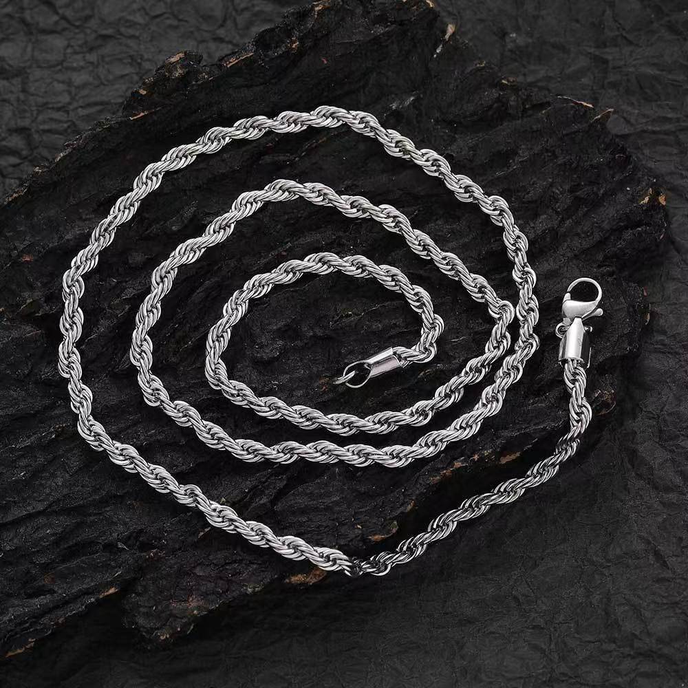 ICE WATER Rope Chain Stainless Steel Necklace for Men Women