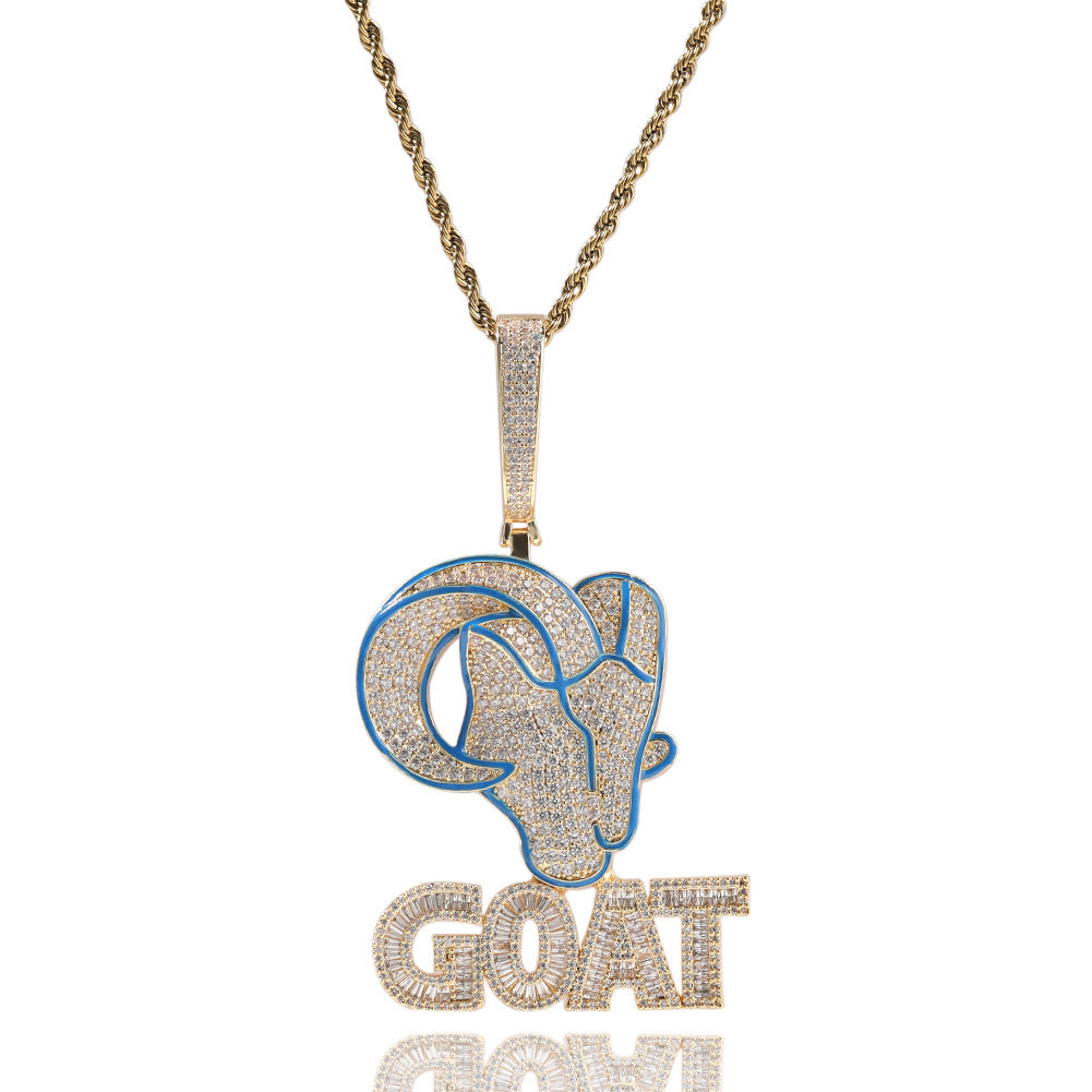 ICE WATER GOAT Design Shiny zirconia Inlaid Pendant