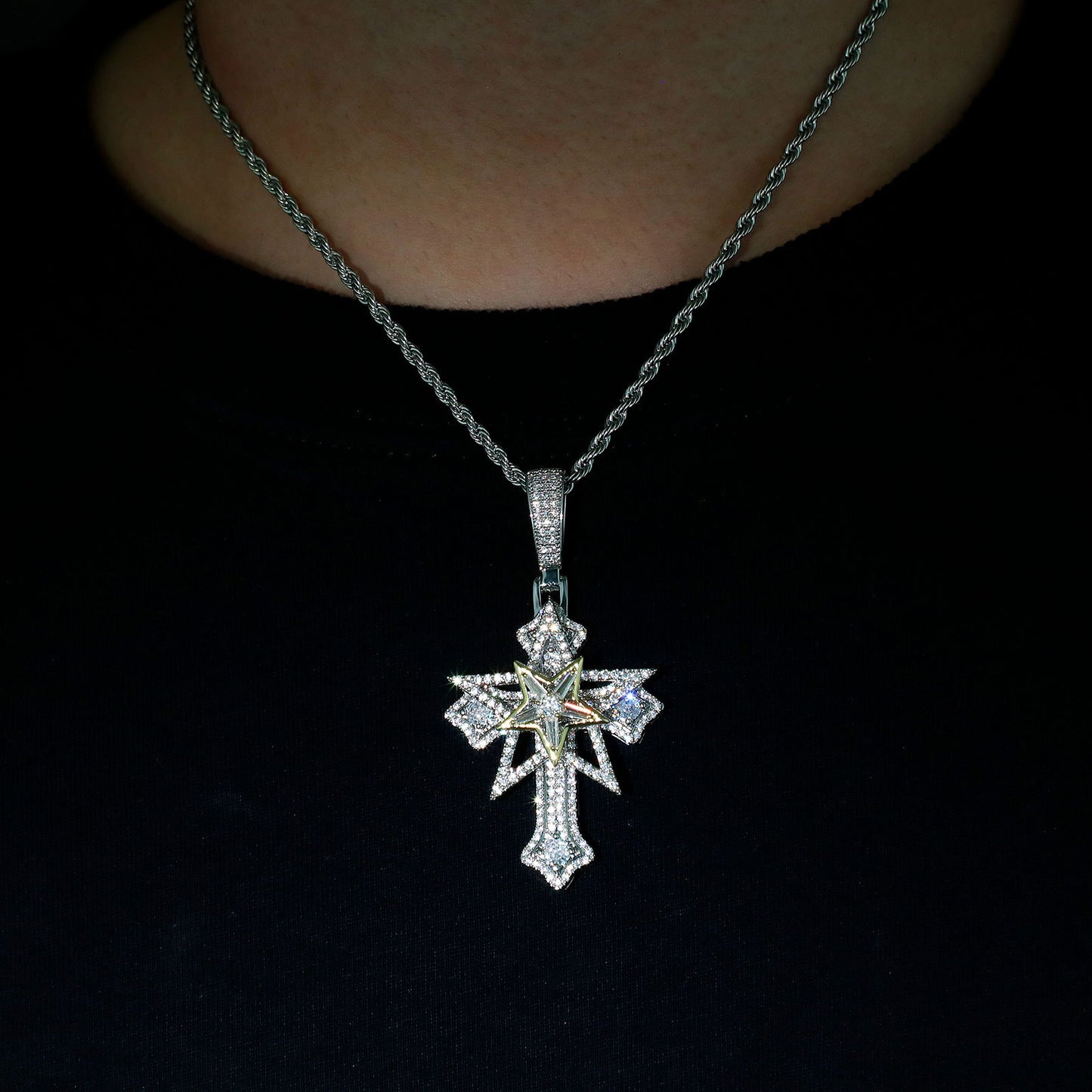 ICE WATER Spinner Zirconia cross Pendant