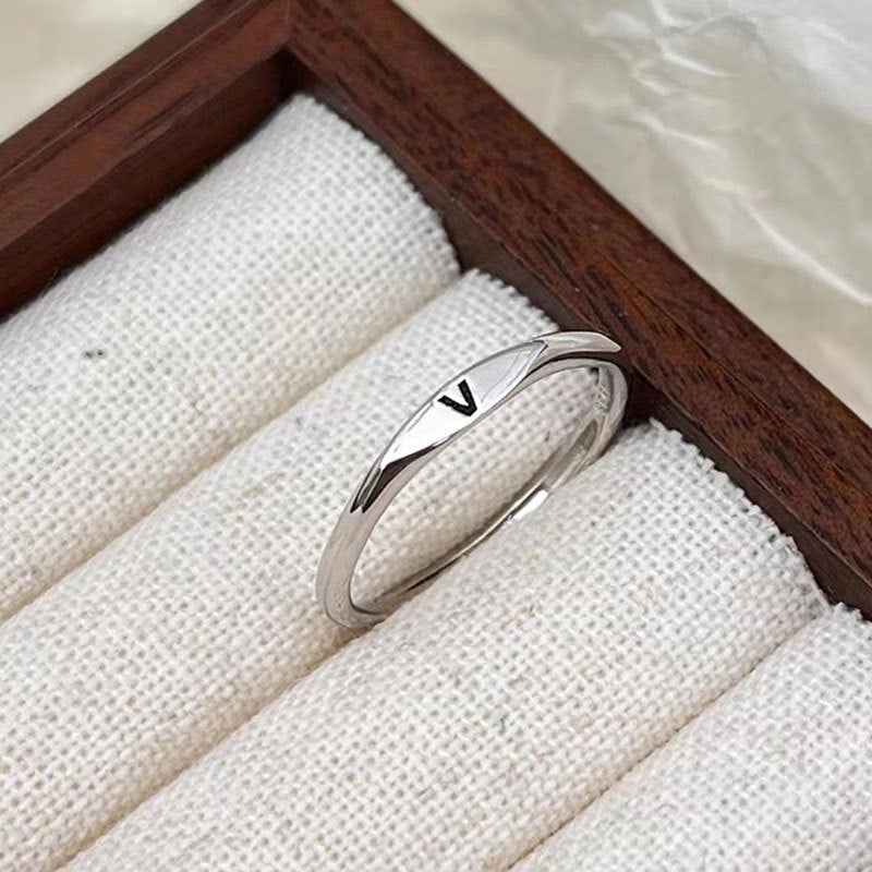 ICE WATER  Simple  Adjustable opening 26 English Letter Carved Ring