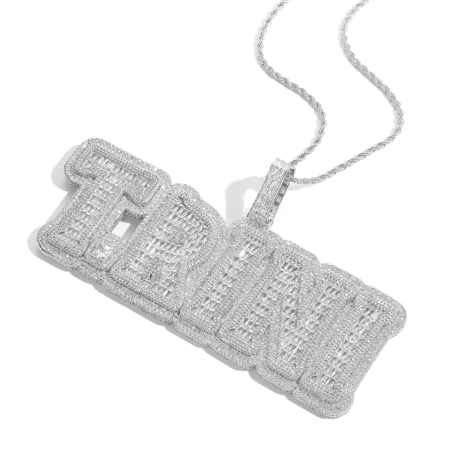 ICE WATER Custom letters pendant zirconia