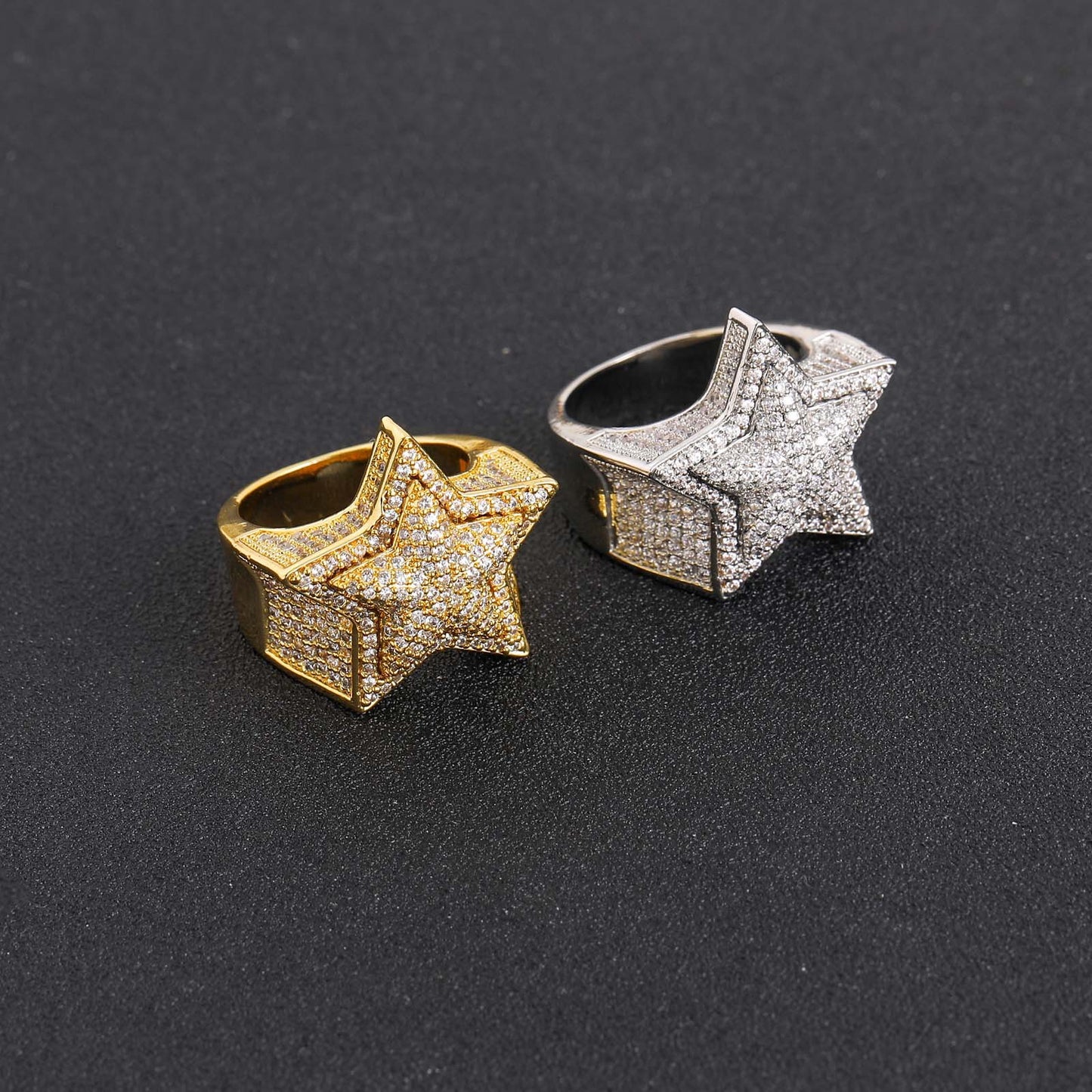 ICE WATER Fashion Men's star shaped Cubic Zirconia Ring