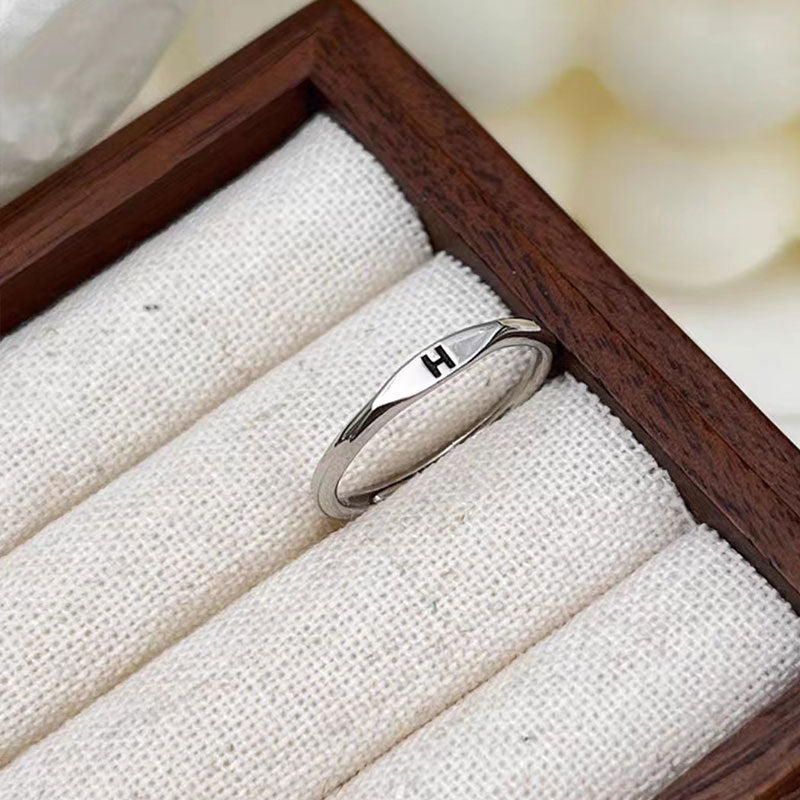 ICE WATER  Simple  Adjustable opening 26 English Letter Carved Ring