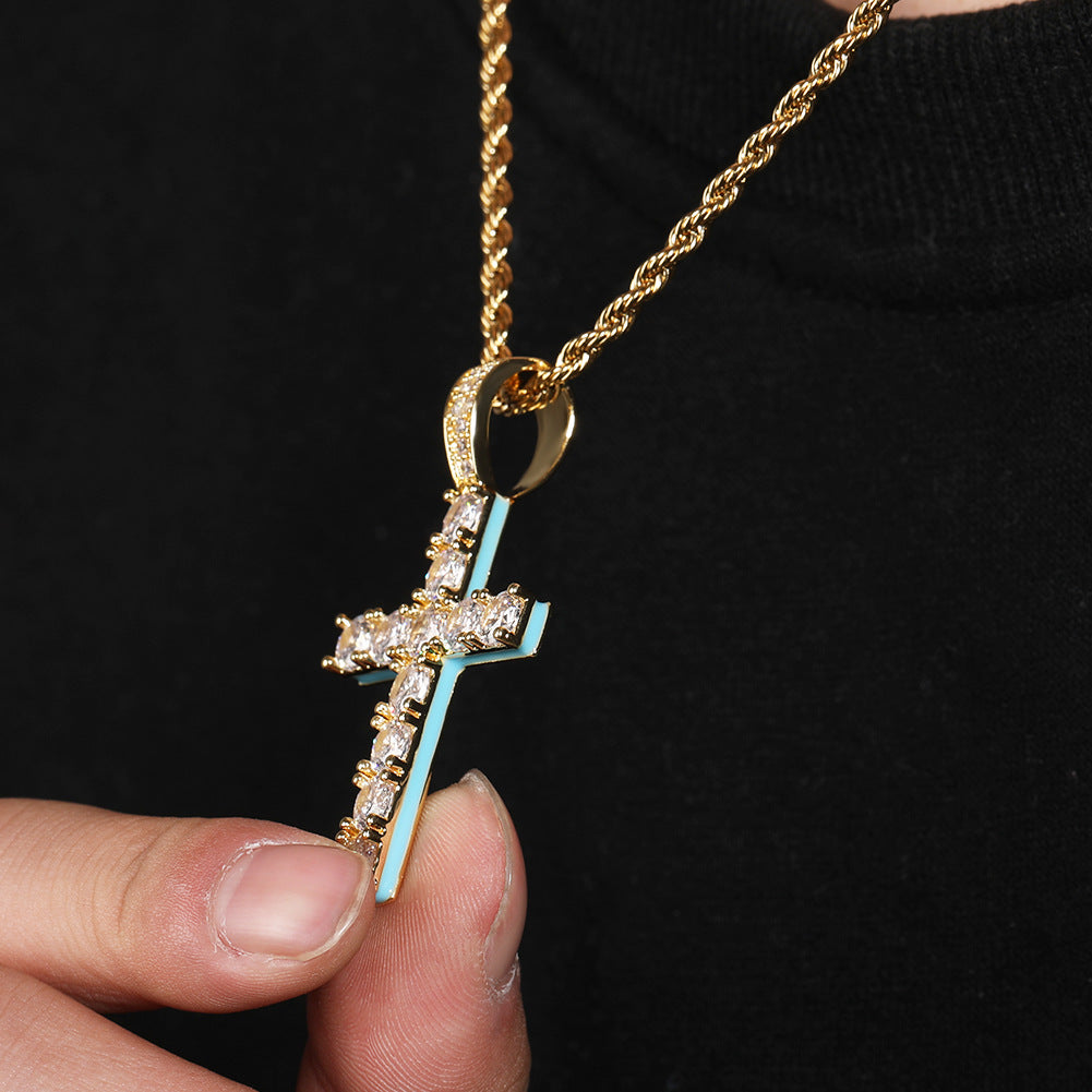 ICE WATER Luminous cross Pendant Hip Hop