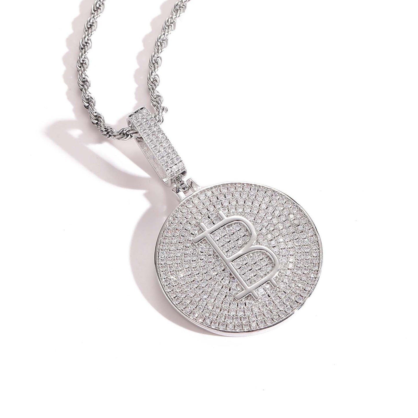 ICE WATER Iced Out Bitcoin Pendant copper zirconia