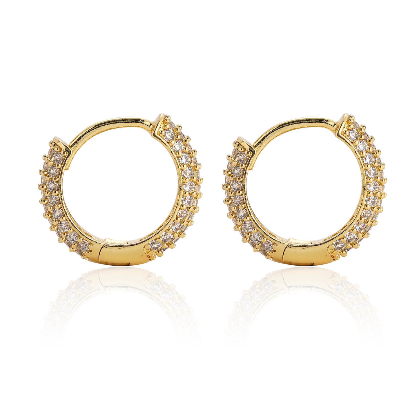 ICE WATER Street Hip-hop Style zirconia Hoop Earrings