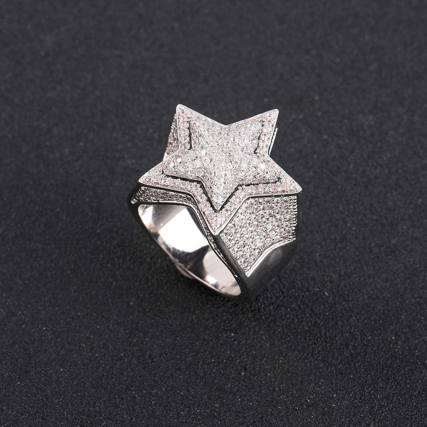 ICE WATER Fashion Men's star shaped Cubic Zirconia Ring