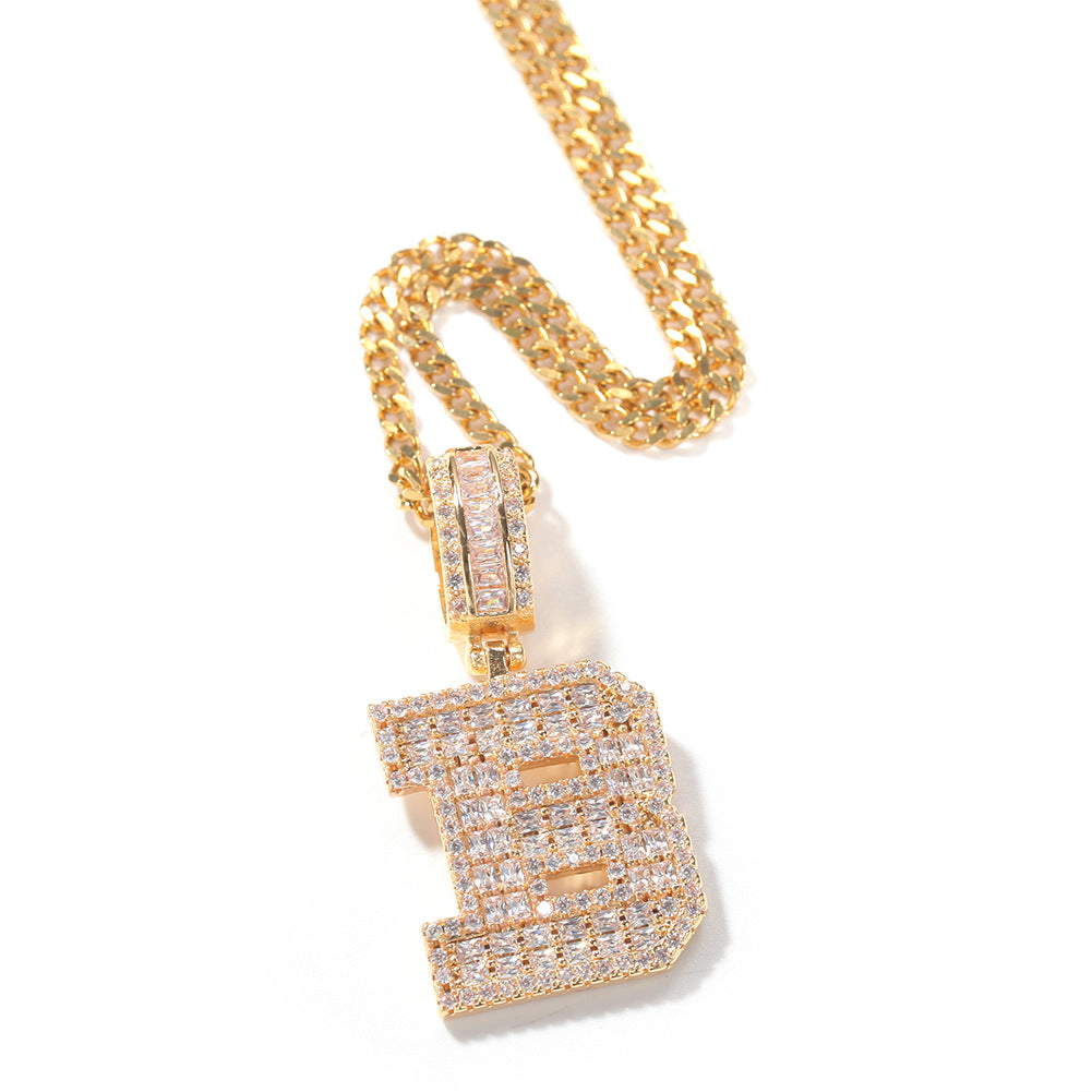 ICE WATER Hip-hop Cubic Zirconia Letters A-Z Pendant