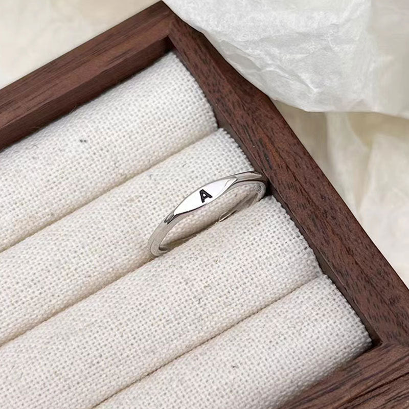 ICE WATER  Simple  Adjustable opening 26 English Letter Carved Ring