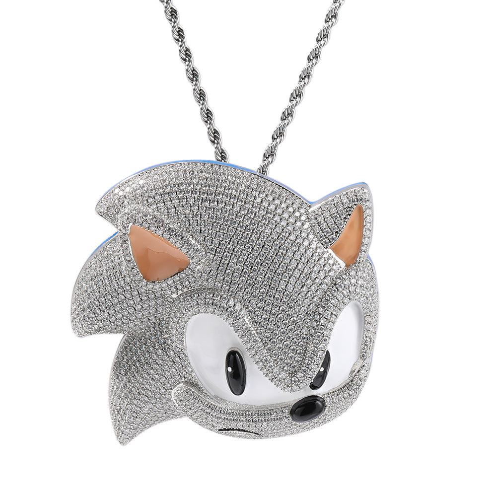 ICE WATER Sonic Character Figure copper zirconia Pendant Necklace