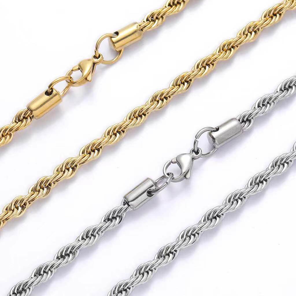 ICE WATER Rope Chain Stainless Steel Necklace for Men Women