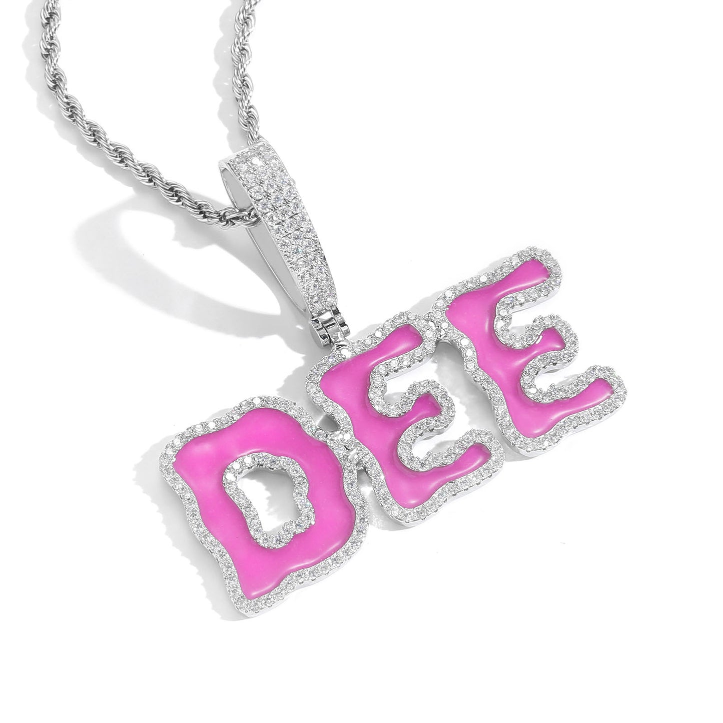 ICE WATER shiny zironia English Letter Pendant Customized Name