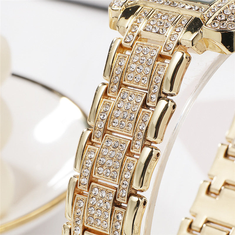 Elegant Square Watch & Zirconia Tennis Necklace Includes Tennis Bracelet 3 Piece Watch Sets