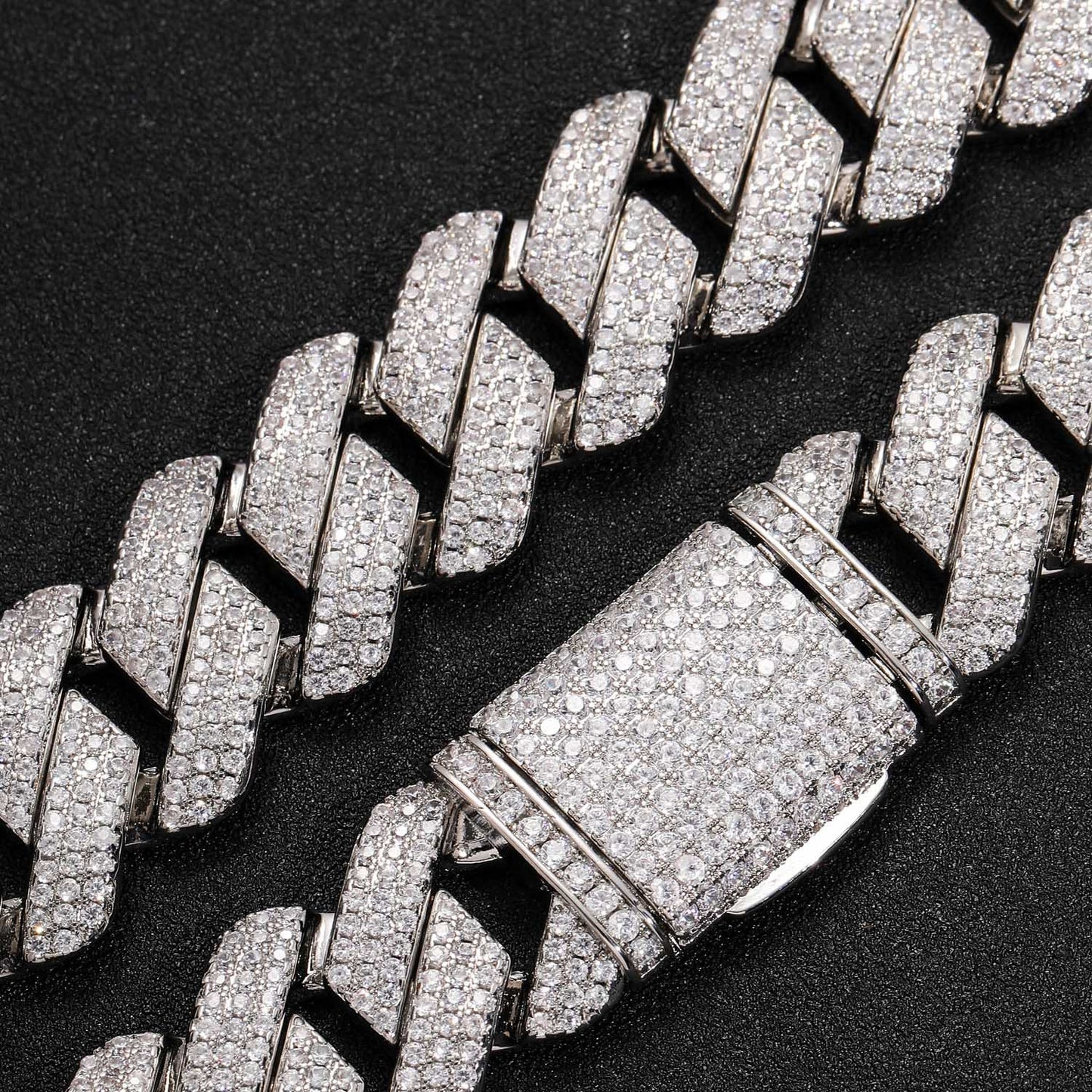 ICE WATER Silver 20MM Cuban Link zirconia and copper chain