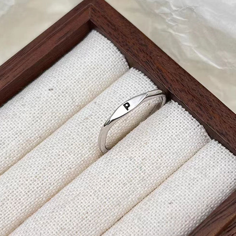 ICE WATER  Simple  Adjustable opening 26 English Letter Carved Ring