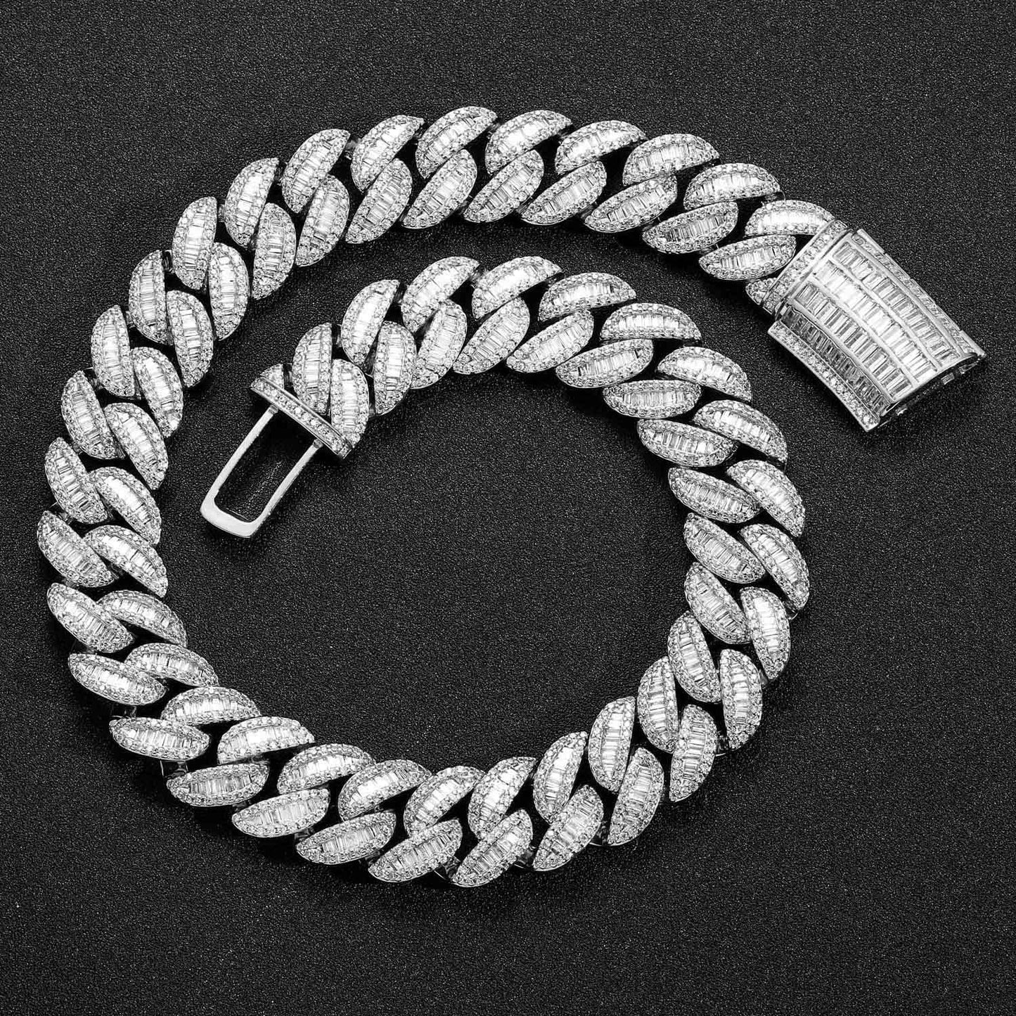 ICE WATER 20mm zirconia Hip Hop Cuban Bracelet Necklace copper Chain