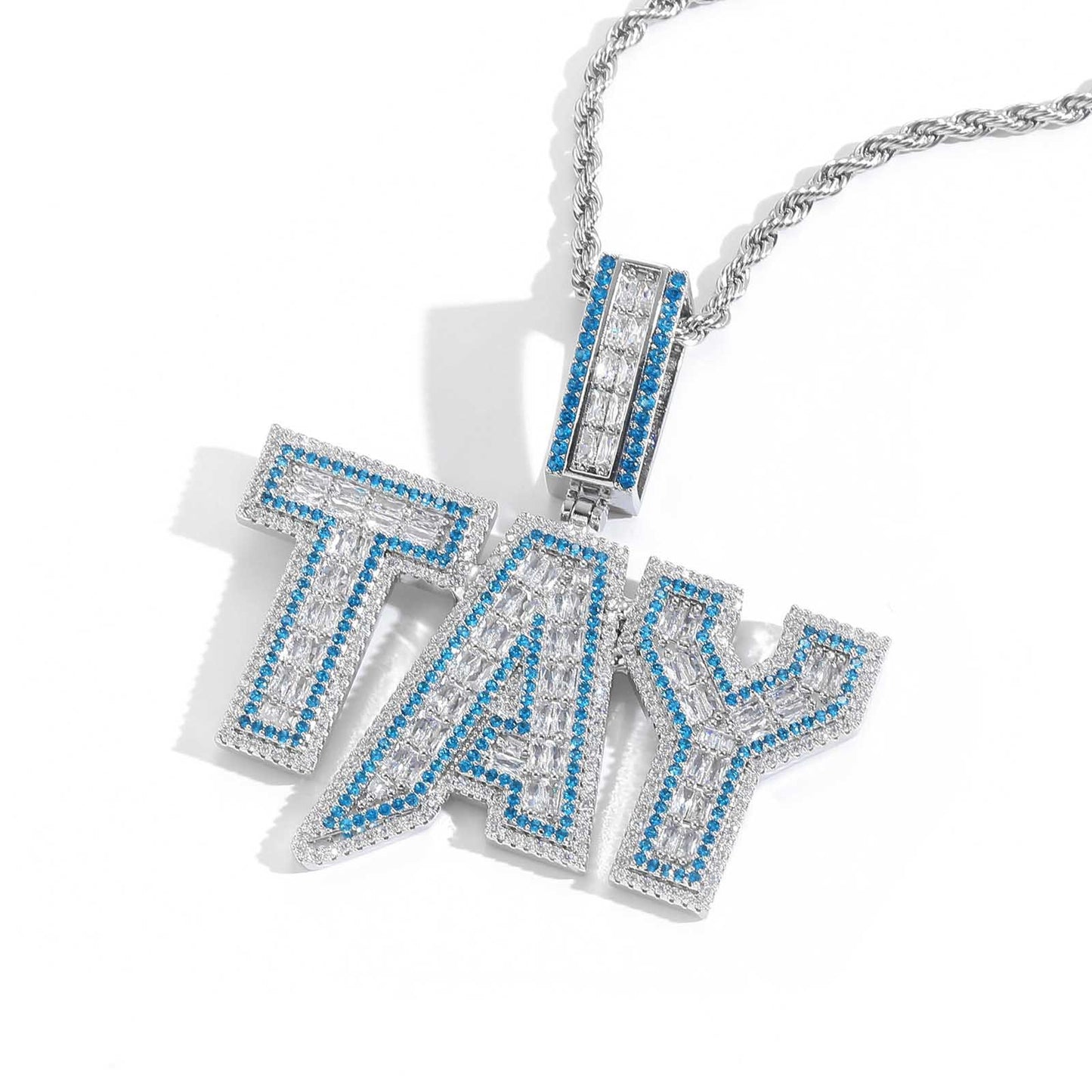 ICE WATER shiny zironia English Letter Pendant Customized Name