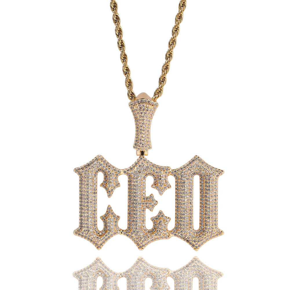 ICE WATER Custom letter pendant zirconia