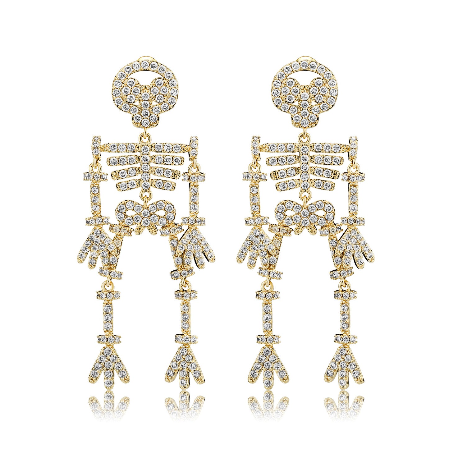 ICE WATER Skull Style Copper Zircon Earrings